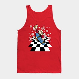 Santa Claus Skateboarding Skateboard Snowflakes Christmas Winter Holiday Seasonal Tank Top